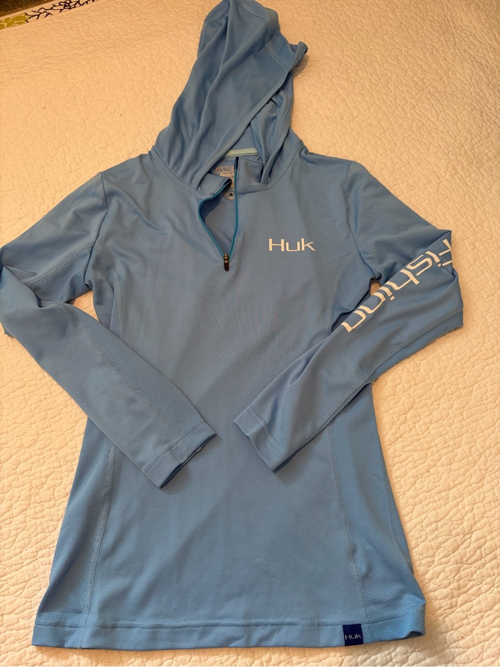 Huk Women's Light Blue Hooded Long-Sleeve Swim Coverup